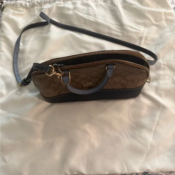 Coach Signature Brown and Blue Satchel - Picture 2 of 5
